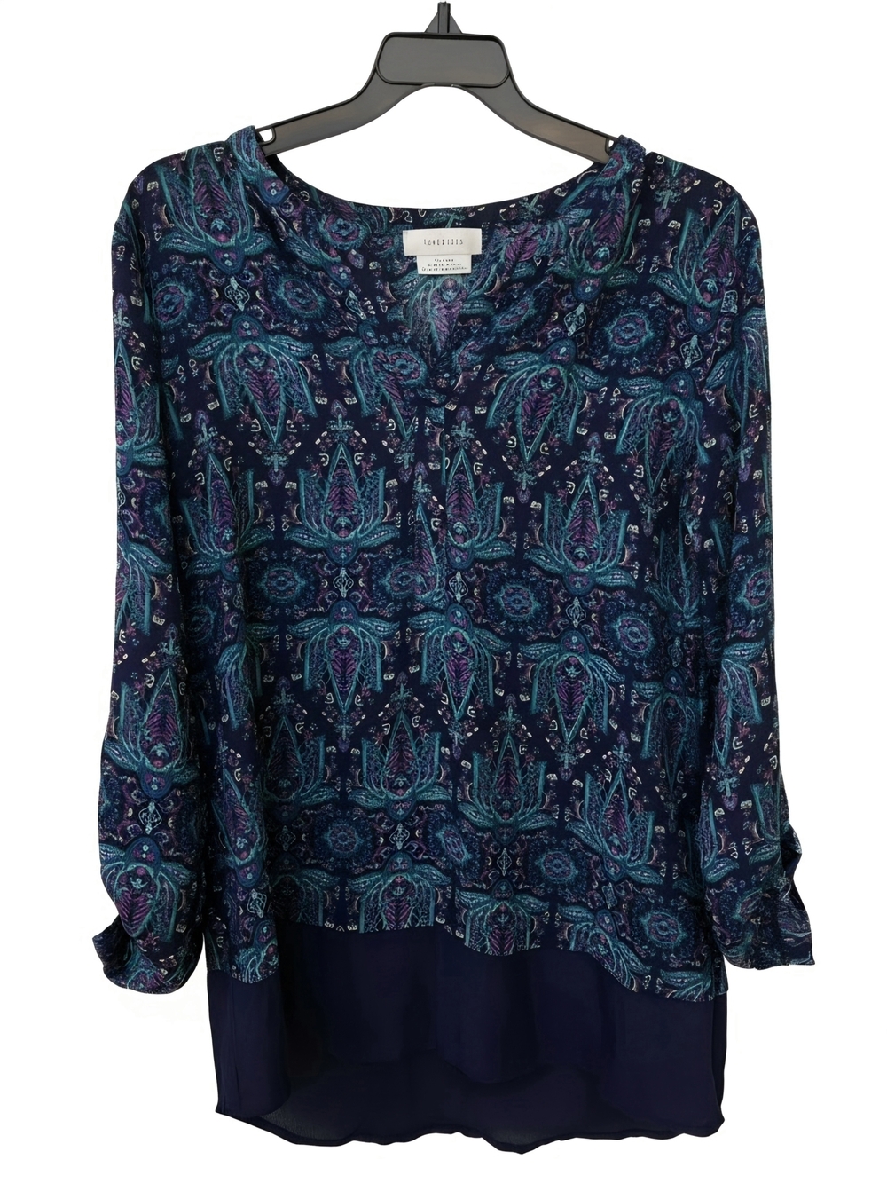 Van Heusen Navy Printed V-Neck Blouse